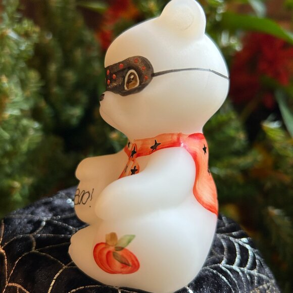 RARE Fenton Signed and Hand Painted Masked Halloween “BOO!” Bear (MINT) - Picture 4 of 10